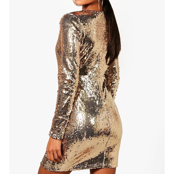 NWT black sequin long sleeve mini dress - Picture 2 of 5